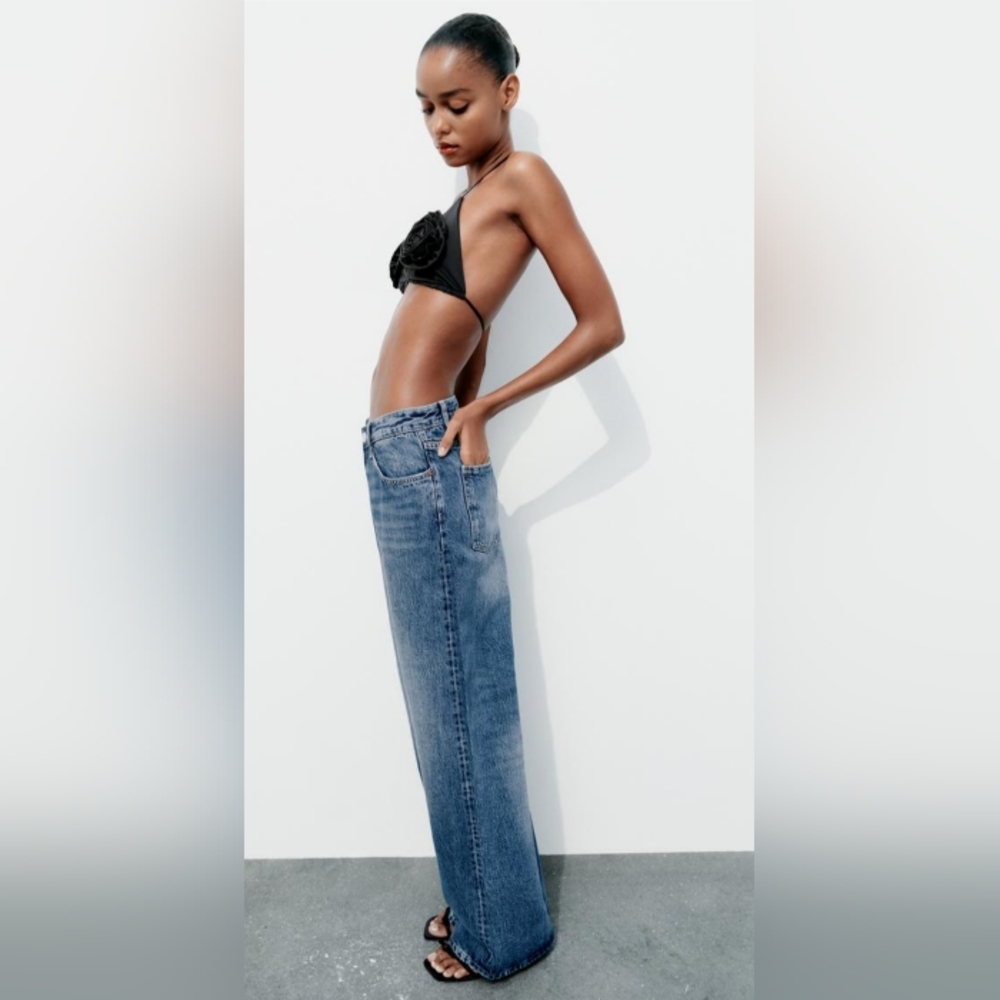 Zara Black Floral Detail Bikini Top - Picture 4 of 9